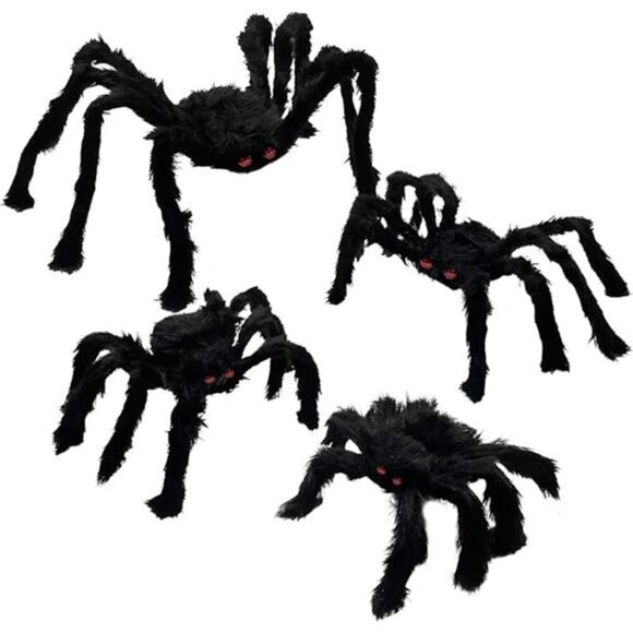 4 Pack Halloween Spiders Giant Fake Scary Hairy Spider for Halloween Decorations - Picture 7 of 7